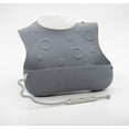 thumbnail image 3 of Busy Baby Silicone, BPA-Free Toddler and Baby Bib with Food Catcher and Utensil Straps, Pewter, 3 of 5