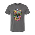 thumbnail image 2 of Wild Bobby Dean Russo Colorful Sugar Skull Streetwear Men Premium Tri Blend Tee, Dark Heather, Medium, 2 of 5
