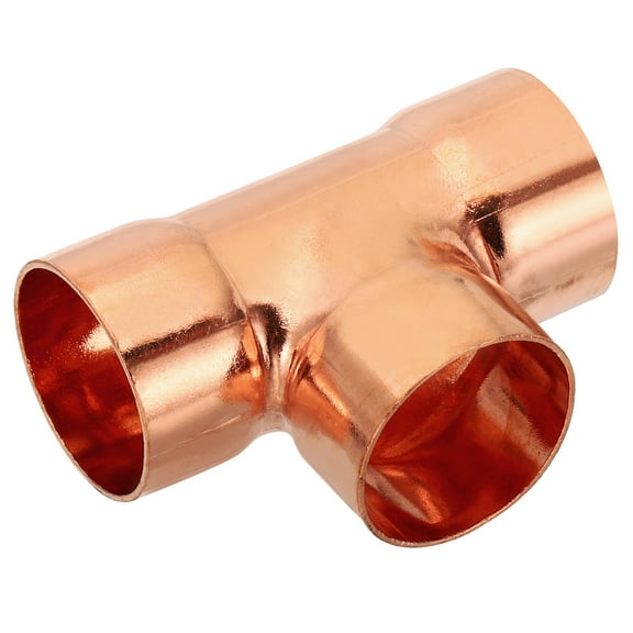 Uxcell 1 1/4" ID 1.2mm Thick Tee Copper Fitting, 1pcs 99.9% 3 Way Pure Copper Pipe Fitting Sweat Solder Tube Connector