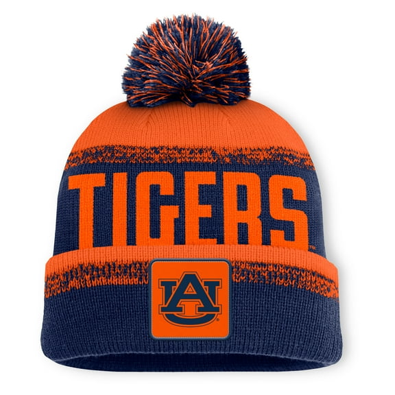 Men's Fanatics Navy/Orange Auburn Tigers Thrive Cuffed Knit Hat with Pom