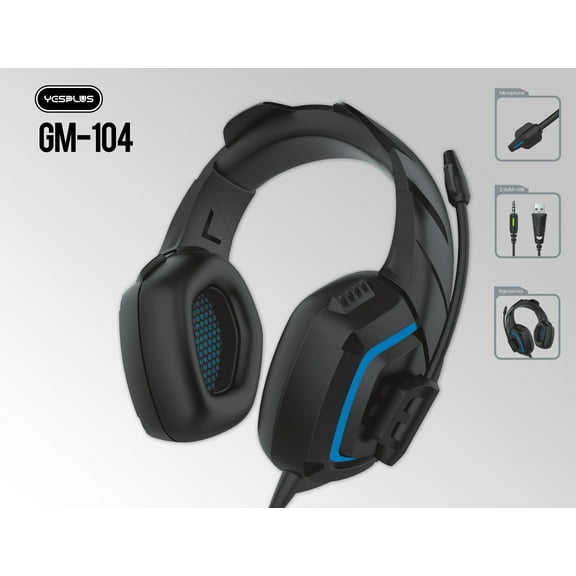 Stereo Gaming Headset for PS4, PC, Xbox One Controller, Noise Cancelling Over Ear Headphones with Mic, LED Light, Bass Surround, Soft Memory Earmuffs for Laptop Mac Nintendo Switch Games