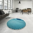 thumbnail image 4 of Ahgly Company Tapis Rond Lavable en Machine Intérieur Transitionnel Vert Sarcelle, 5 Pieds Rond, 4 of 7