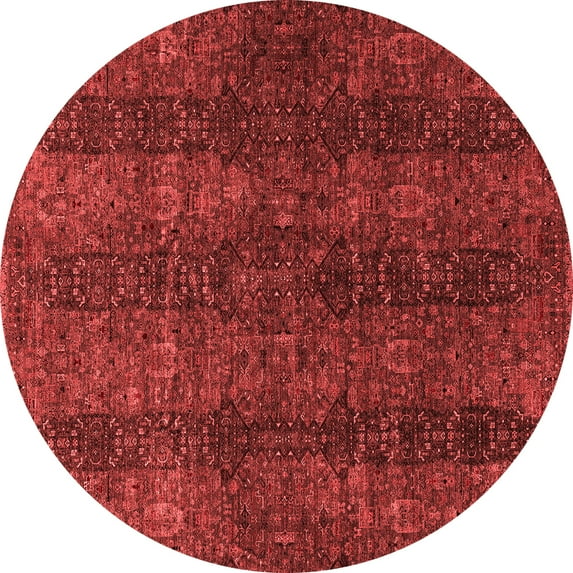 Ahgly Company Machine Washable Indoor Round Oriental Red Modern Area Rugs, 4' Round
