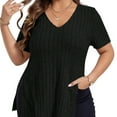 thumbnail image 3 of LNGOOR Été Nouveau T-shirt de Maternité Uni Grande Taille à Col en V, à Rayures, à Manches Courtes, Fendu, pour Femmes Enceintes, 3 of 7