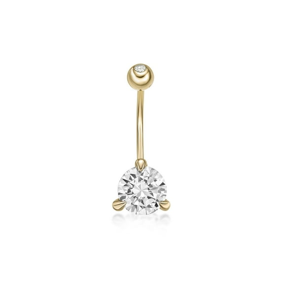 Lavari Jewelers 16 Gauge Cubic Zirconia Belly Ring in 10k Yellow Gold