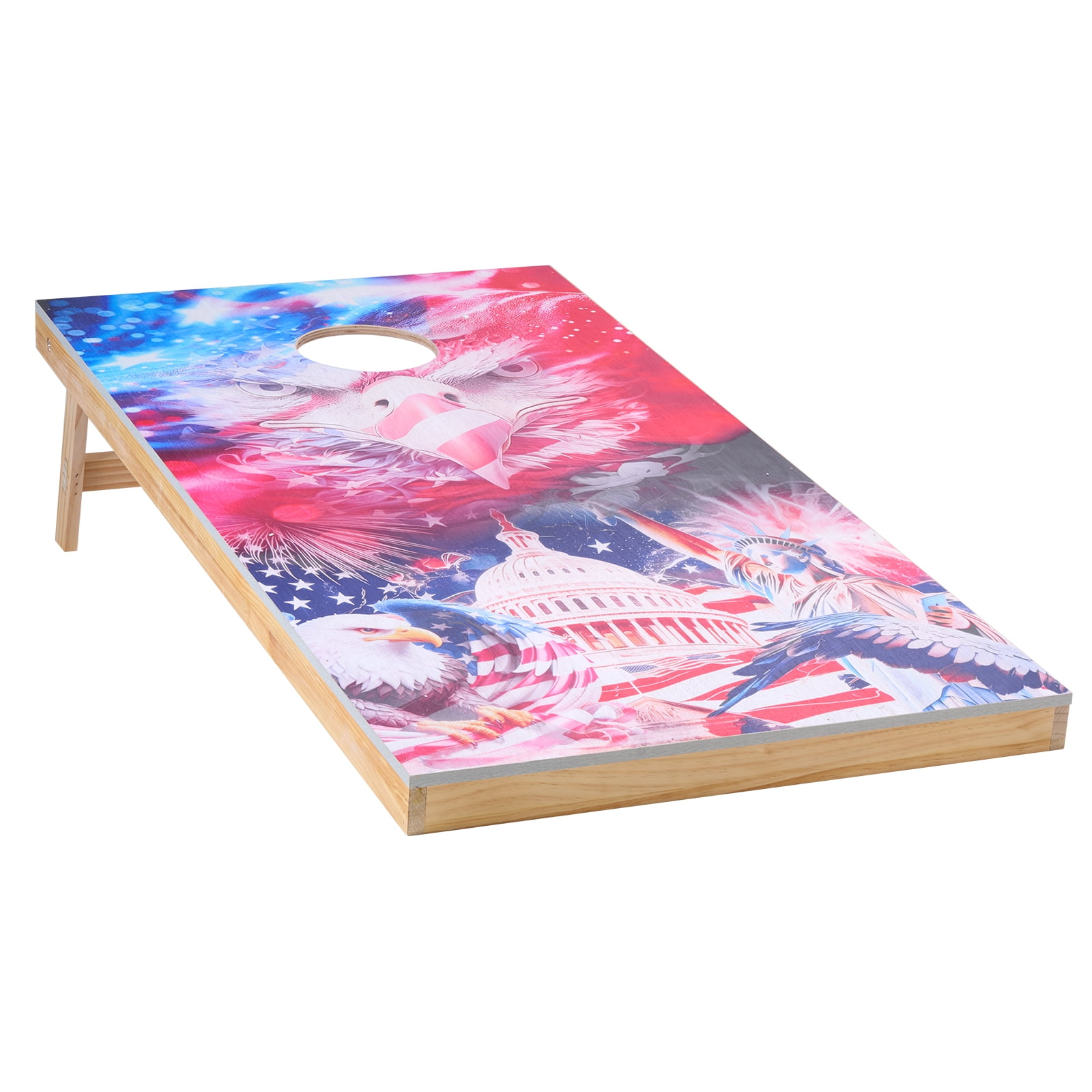 KFFKFF Cornhole Game Set, 4x2 ft Wooden Toss Boards, Portable Design for Indoor and Outdoor Play, Includes 8 Bean Bags and Carrying Case, Ideal for Yard, Backyard, Beach, and Camping Activities