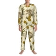 thumbnail image 3 of Xecao Monkeys and Pinealpples Print Pajamas Set Mens Pajamas Long Sleeve Loungewear Two-Piece Sleepwear Button-Down Pjs Set,2PJS-Medium, 3 of 7