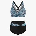 thumbnail image 3 of LAICAIW Womens Two Piece Swimsuits Wrap Front Bikini High Waisted Bottom Tummy Control Bathing Suits Vintage Print Swimwear, 3 of 7