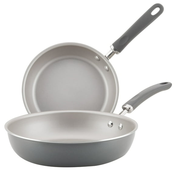 Rachael Ray Create Delicious 9.5" and 11.75" Aluminum Nonstick Skillet, Gray Shimmer