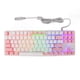 thumbnail image 2 of Teclado mecánico para juegos con 87 teclas, interruptor azul, retroiluminación RGB, teclado mecánico con cable USB para PC, computadora portátil, computadora de escritorio, blanco y rosa, 2 of 10