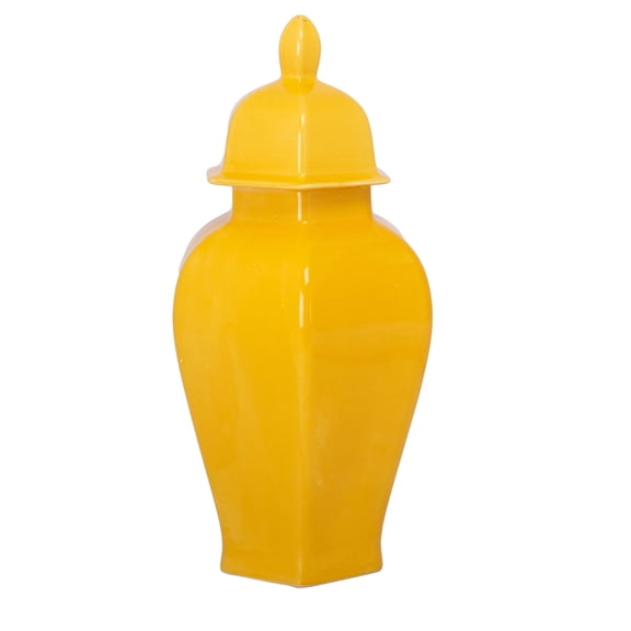 Rouve Ceramic Hexagon Ginger/Temple Jar LG Gloss Finish Yellow