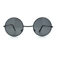 thumbnail image 5 of Kids Size Retro Iconic Hippie Round Circle Lens Metal Rim Sunglasses All Black, 5 of 8