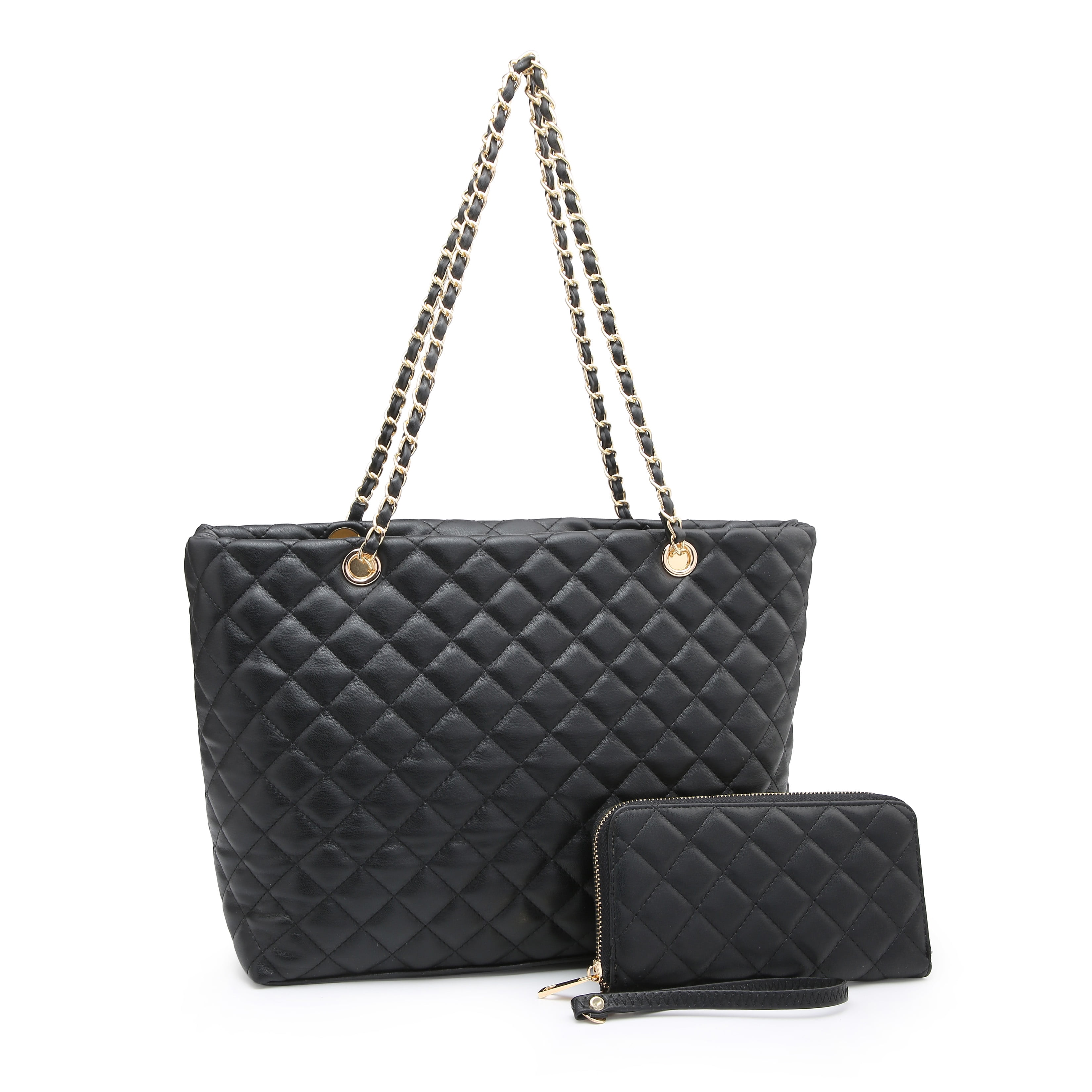 quilted shoulder bag with chain strap