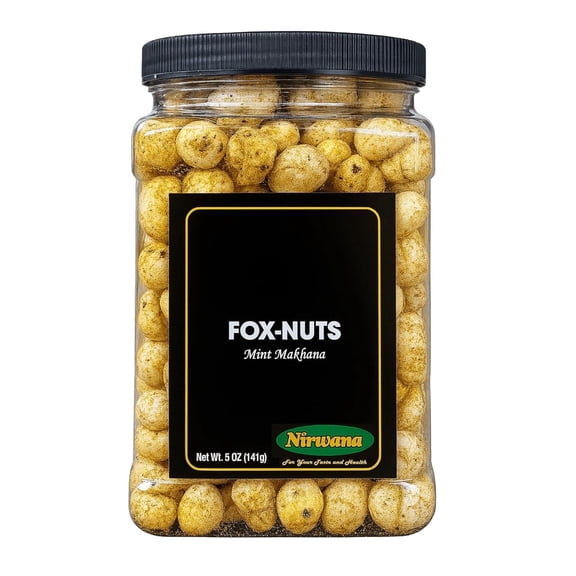 Roasted Fox Nuts Mint 5oz - Crunchy Makhana Snack | Lightly Salted Lotus Seeds | Plant-Based Protein | Low Calorie Roasted Snacks | Healthy Crunchy Snack for Office, Travel, Movie Nights