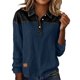 thumbnail image 3 of TaTaai Women's long sleeve collared top, linen cotton fabric, color block design, removable buttons, pullover style, casual loose fit, soft breathable, ideal for daily outings & office casual Gift, 3 of 7