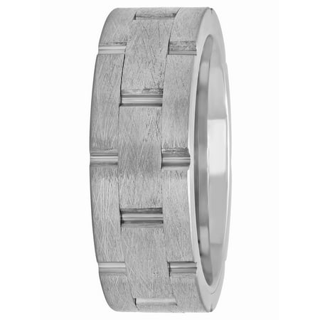 Men's Tungsten Brick Pattern Band, 8MM