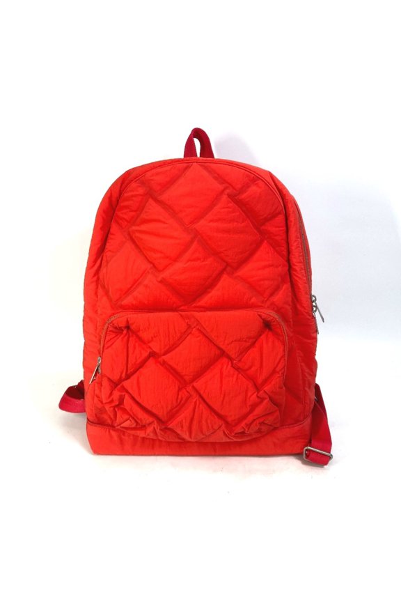 Pre-Owned BOTTEGA VENETA 652188 Maxi Intrecciato Backpack, Nylon, Men's, Tomato Red (Good)
