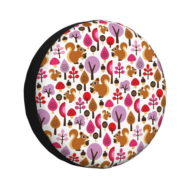 Bingfone Squirrel In The Forest for Spare Tire Cover Weatherproof Universal Wheel Protectors for RV Camper Travel Trailer SUV Truck-14 inch