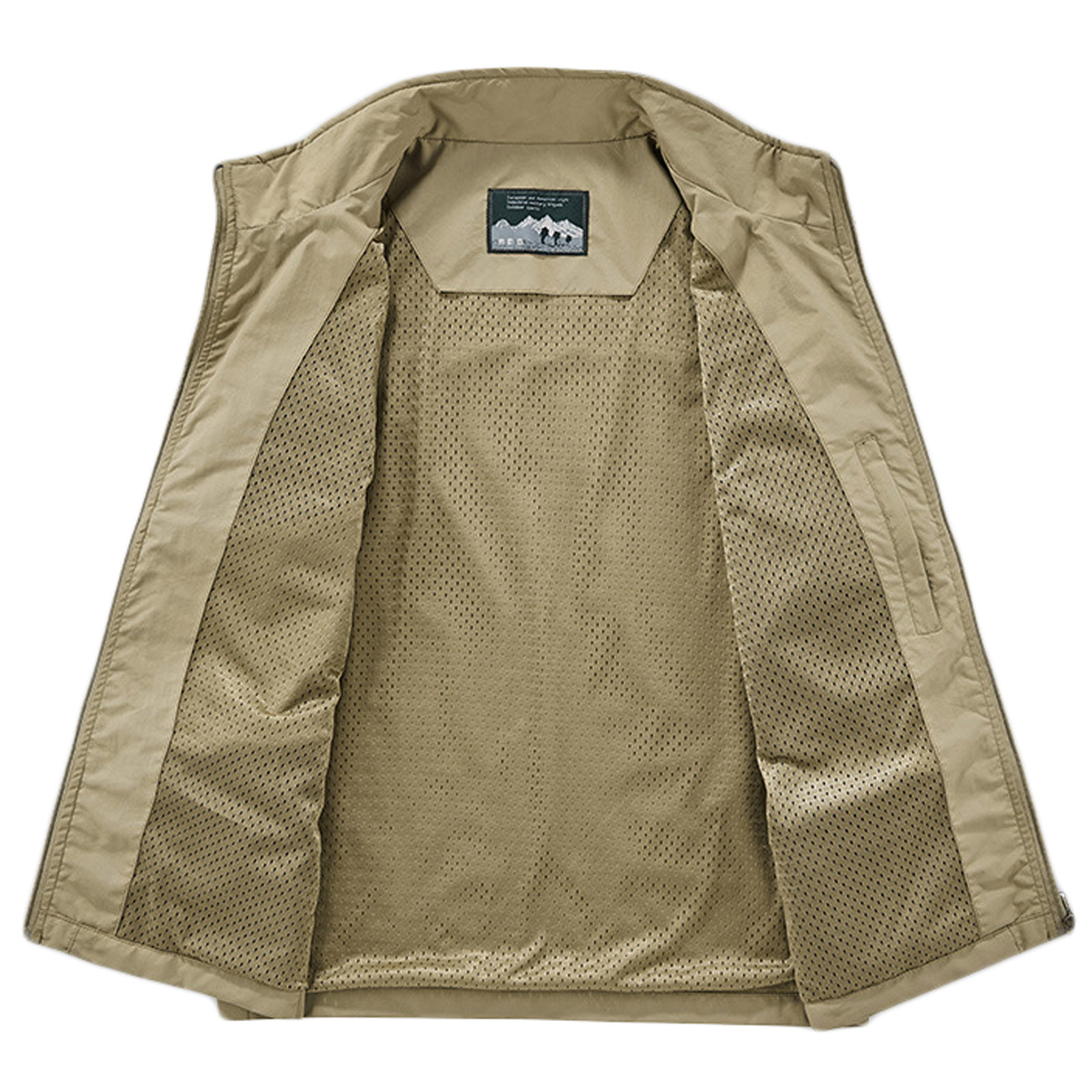 WREESH Mens Cargo Vest Jacket Casual Stand Collar Work Vests Outdoor ...