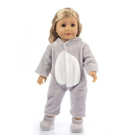 

for Doll Dress Up Clothes Set Cute Warm One-piece Pajamas and Shoes for 18 Inches US Girl for Doll Accessories Children