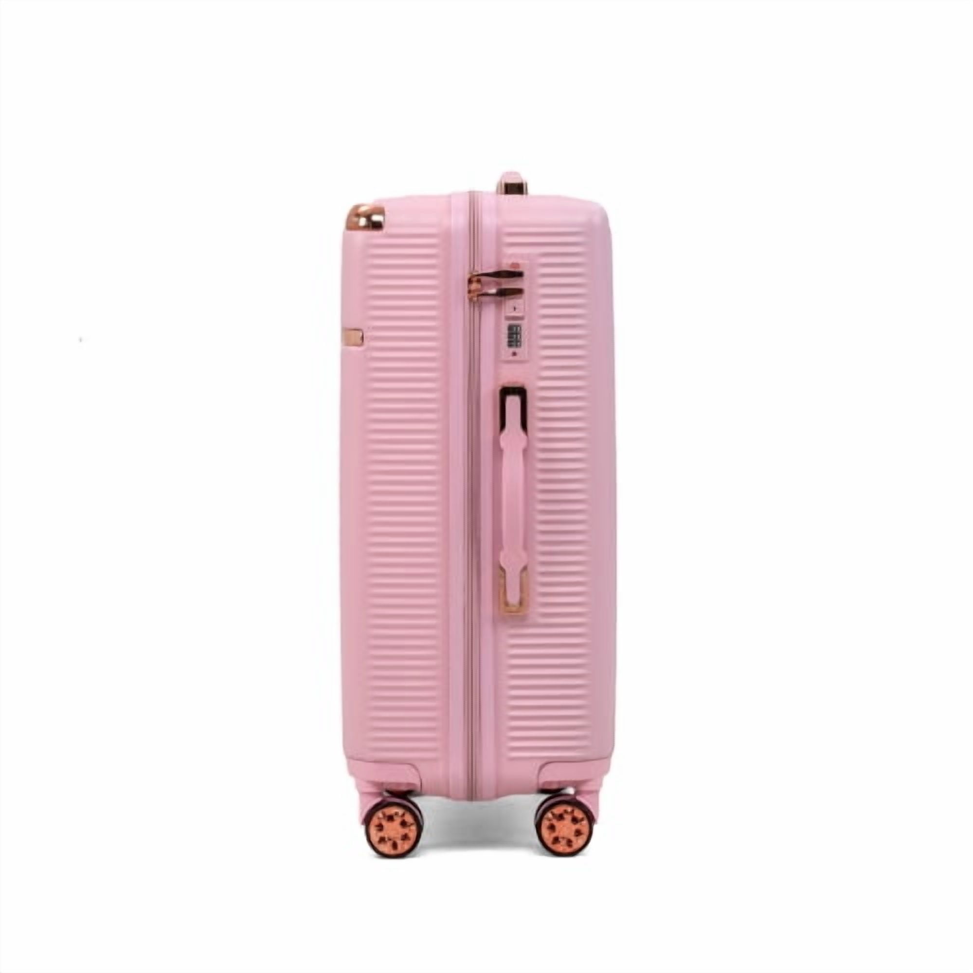4-Piece Lightweight ABS Hard Shell Luggage Set with 360° Dual Spinner Wheels & Built-In Combination Lock, Scratch-Resistant Modern Travel Suitcase, Pink