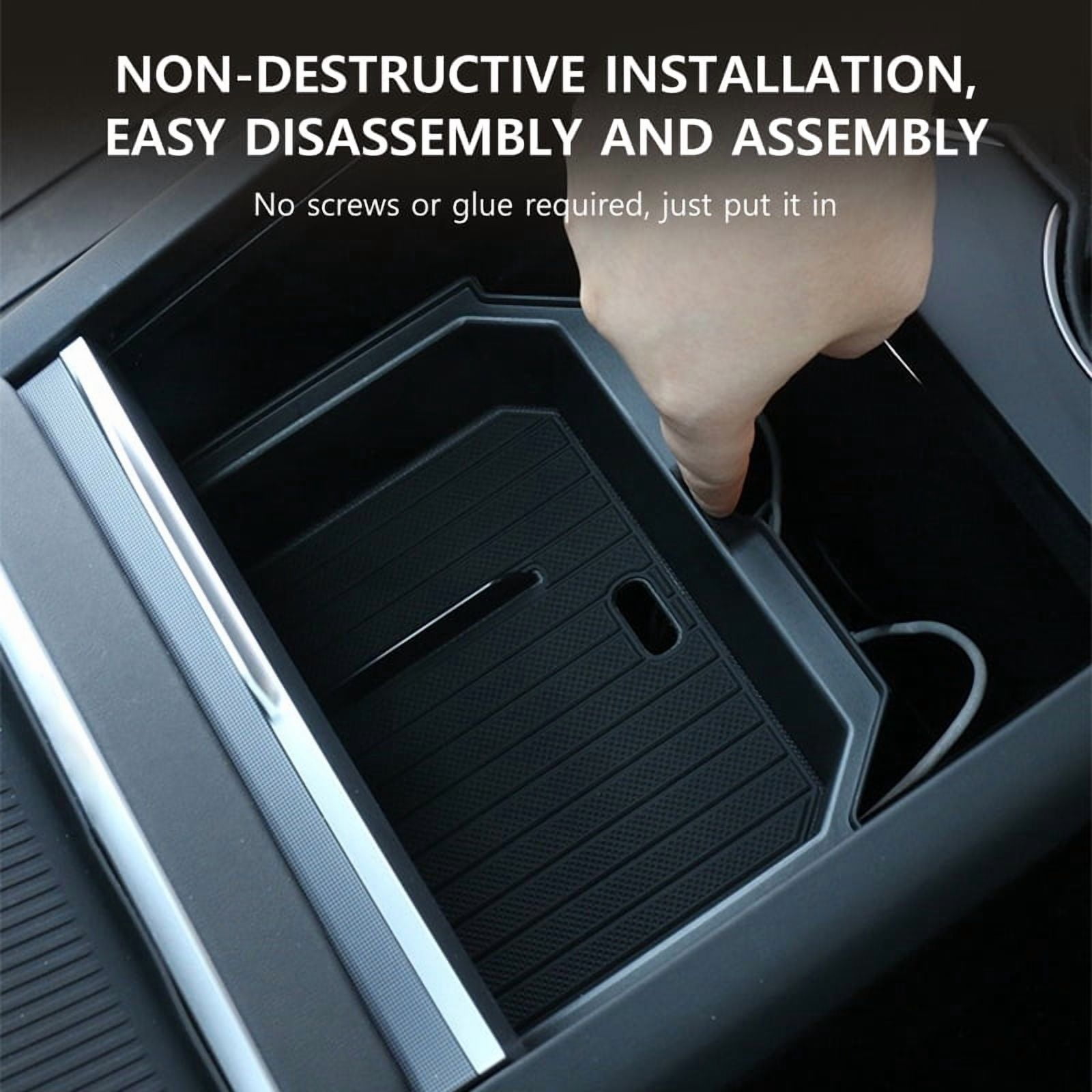 NovaAcc Car Central Control Storage Box For Tesla Model 3 Highland 2024 2025 Model Y Juniper 2025 ABS Glasses Holder Waterproof Scratch-Resistant Storage Armrest Box
