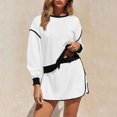 thumbnail image 4 of Gfyviroh Women's 2 Piece Tracksuit Sets Long Sleeve Crew Neck Sweatshirts and Drawstring Skirts with Pockets Shorts Outfits Patchwork Lightweight Athletic Sets, 4 of 8