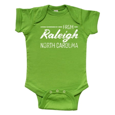 

Inktastic From Raleigh North Carolina in White Distressed Text Gift Baby Boy or Baby Girl Bodysuit
