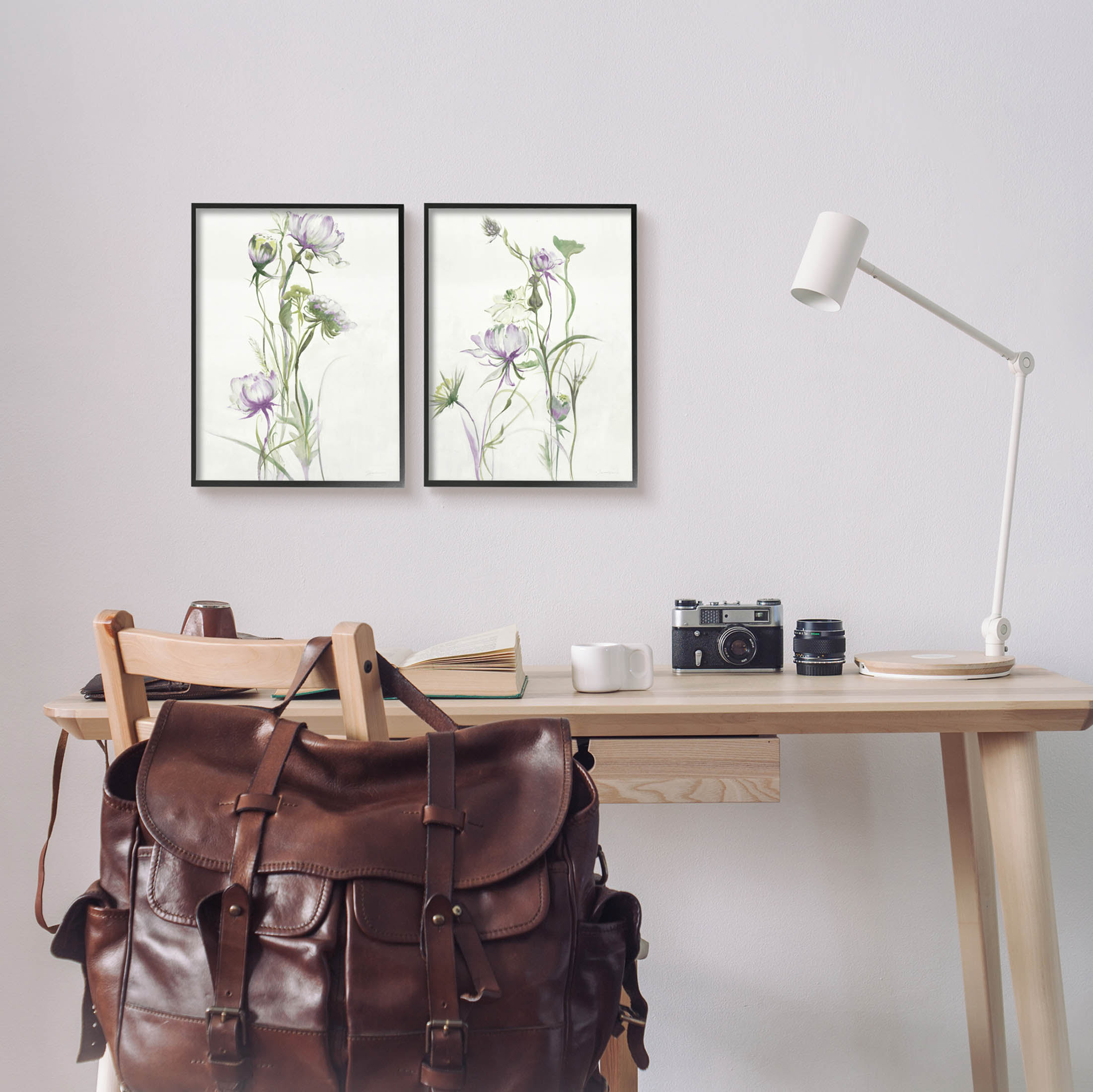 Stupell Industries Traditional Flower Stem Blossoms Graphic Art Black Framed Art Print Wall Art, Set of 2, Design by Liz Jardine