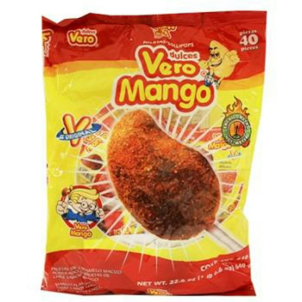 VERO MANGO DULCES VERO PALETA DE CARAMELO MANGO CUBIERTA CON CHILE 16 g