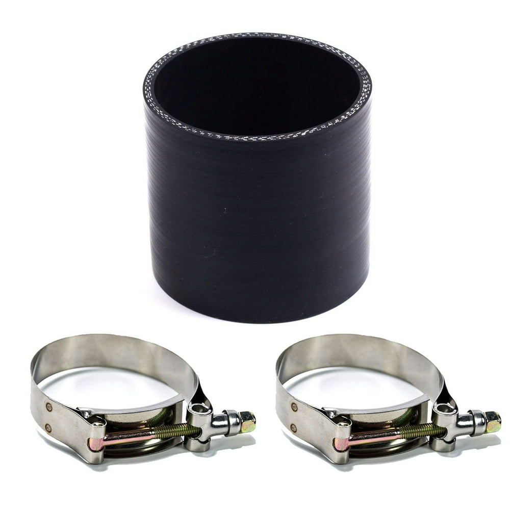 3.5" Inch Black Straight Silicone Coupler Pipe Intake Turbo w/ 2x T