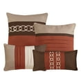 thumbnail image 3 of 7-Piece Comforter Set – Rustic Brown, Red & Beige Striped Design with Chain-Link Embroidery – Soft Microfiber Bedding with Decorative Pillows & Shams - OEKO-TEX Certified (Chumana, Queen), 3 of 6