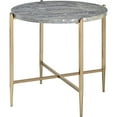 thumbnail image 1 of Acme Furniture Table d'Appoint Ronde en Faux Marbre avec Base en Métal, Champagne, 1 of 2
