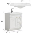 thumbnail image 6 of JPND 30" White Freestanding Shaker Bathroom Vanity Cabinet with Single Hole Sink Top, Integrated Basin Bathroom Vanity Base Cabinet with Soft Closing Door and Drawer (Knobs not Included), 6 of 7