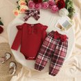 thumbnail image 2 of TOWED22 Baby Girls Clothes Ribbed Romper Bodysuit Pants Headband Set Fall Winter Outfits 3 Piece,0-3 M, 2 of 9