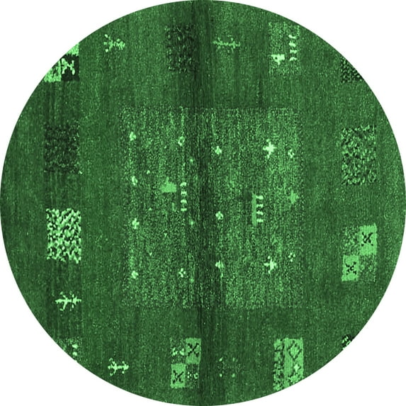 Ahgly Company Indoor Round Abstract Emerald Green Contemporary Area Rugs, 5' Round