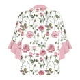 thumbnail image 5 of Xysaqa Ruffle 3/4 Sleeve Tops for Women Dressy Casual Business Work Blouses V Neck Boho Floral Print Office Summer Blouse Flowy Tunic Tops S-2XL Clearance (Not Chiffon), 5 of 5