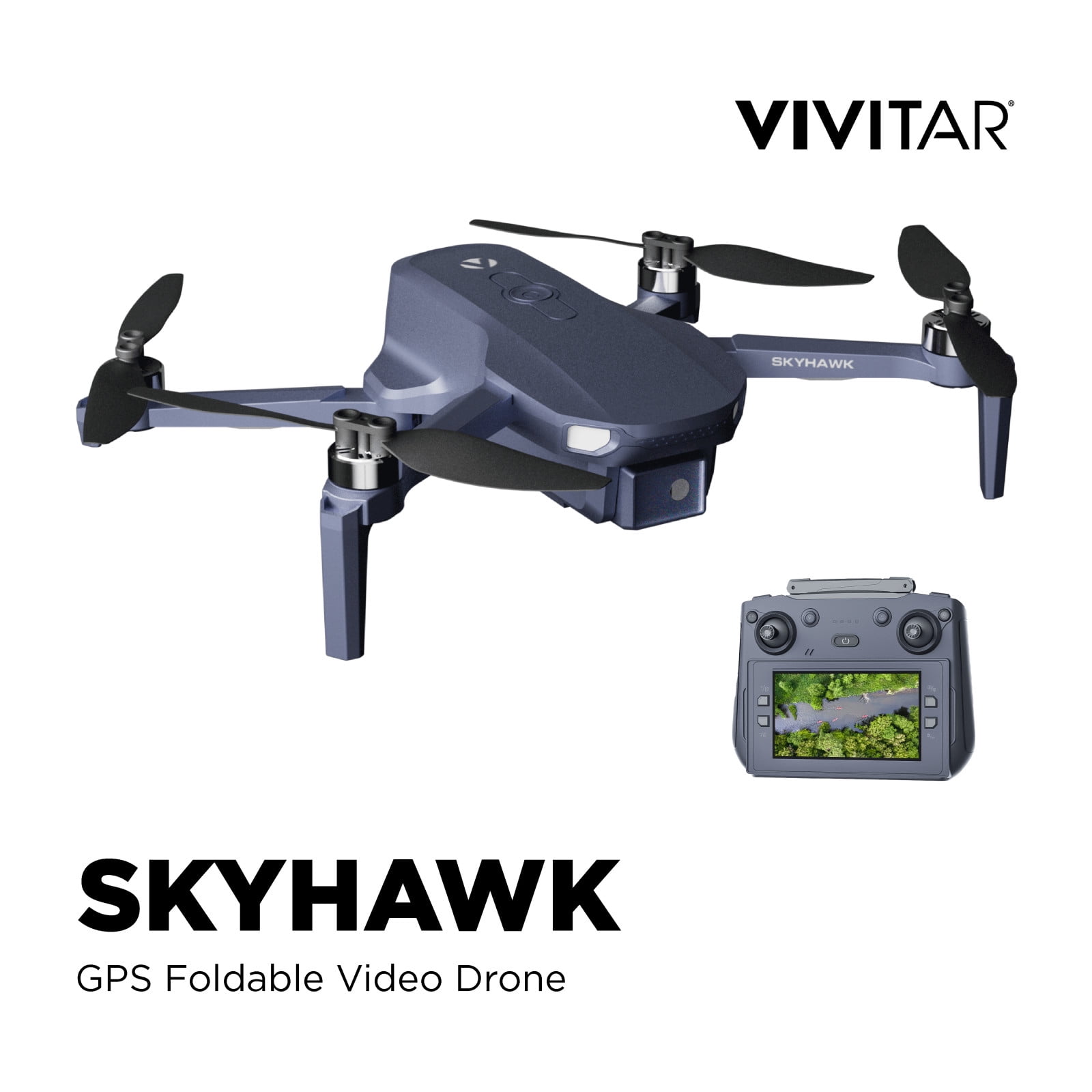 Vivitar Skyhawk GPS Foldable Video Drone with 2.7K HD Camera, 16-Minute Flight Time, Wireless Controller, Brushless Motors, and Travel Carry Case, Ideal for Aerial Photography &Video Recording
