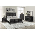 thumbnail image 5 of Renova Vintage Black Wood Bedroom Set, Queen Panel Bed, Dresser, Mirror, Two Nightstands, Chest, 5 of 14
