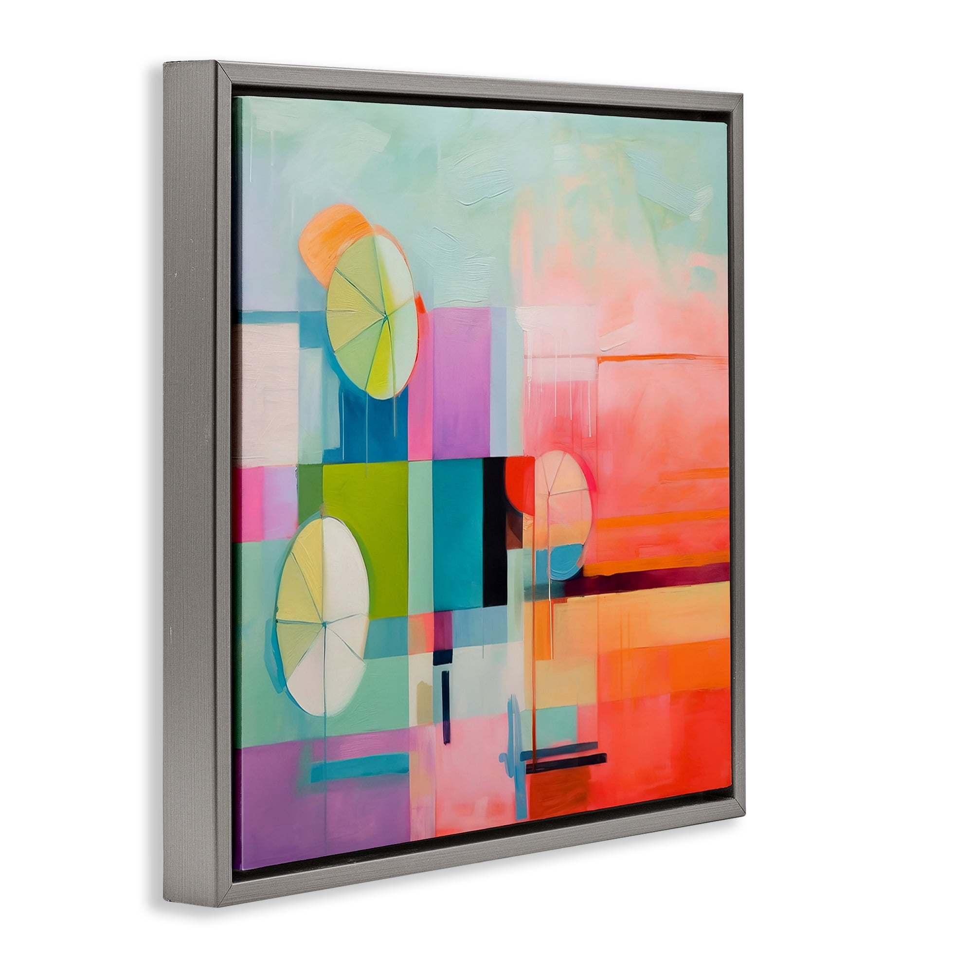 Stupell Industries Beach Umbrellas Abstraction Abstract Painting Gray Floater Framed Canvas Art Print Wall Art, 25 x 25
