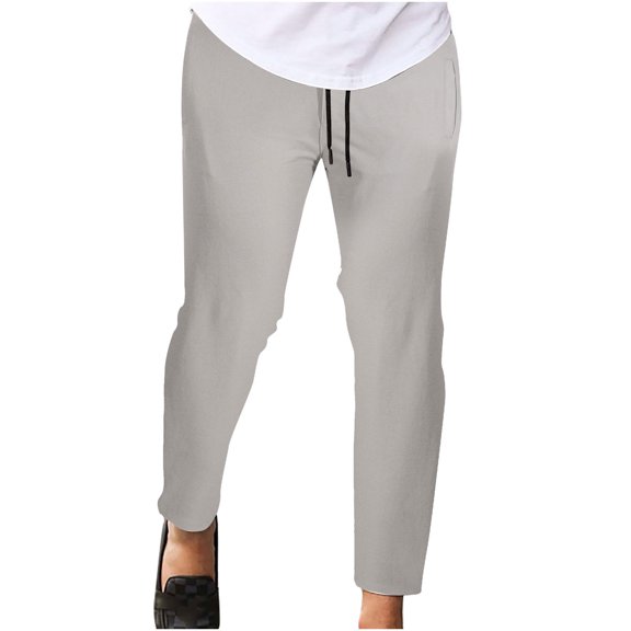 Pants for Men Stretch Elastic Waist Drawstring Pencil Pants Casual Solid Work Business Lounge Trousers with Pockets