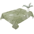 thumbnail image 2 of Sage Green Christmas Table Cloth Waterproof Tablecloths, Winter Xmas Snowflakes Textured Tablecloth Dining Table Cover for Kitchen Party Tabletop Outdoor, Rectangle Tablecloth 52x70 Inch, 2 of 9