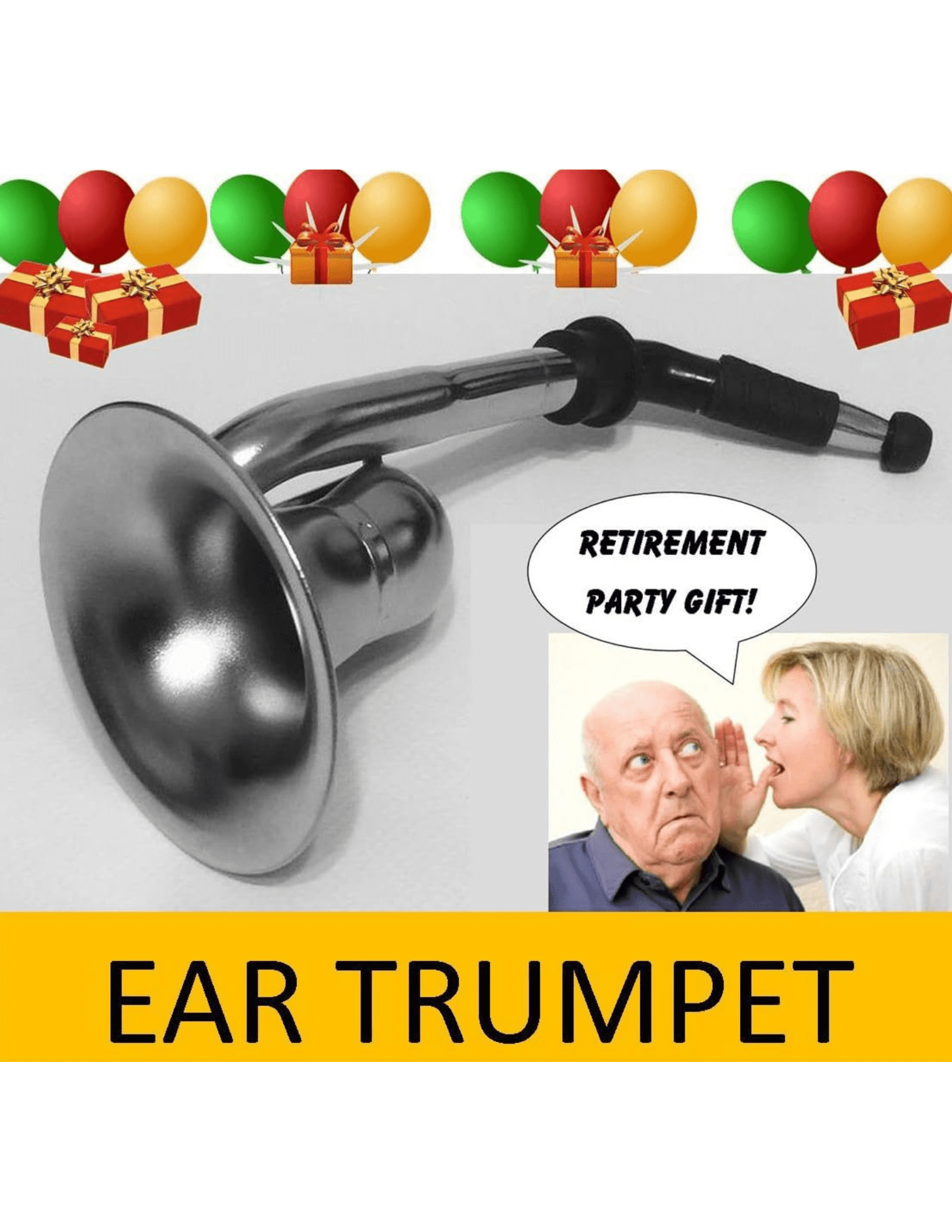 Uncle Russ's Original Ear Trumpet Horn - Silver - Made in the USA