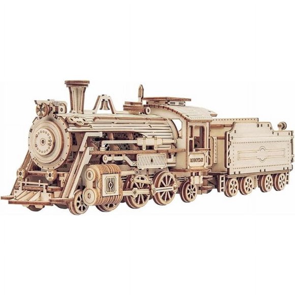 Steam Locomotive 3D Puzzle Wooden Model Building Kits for Adults to Build, Self-Assembly Mechanical Construction Craft Set for Kids, Teens