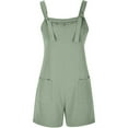 thumbnail image 4 of Wyobmus Womens Short Rompers Loose Solid Color Sleeveless Square Neck Bubble Ruched Jumpsuit Adjustable Straps Wide Leg Shorts Overalls Mint Green, 4 of 6