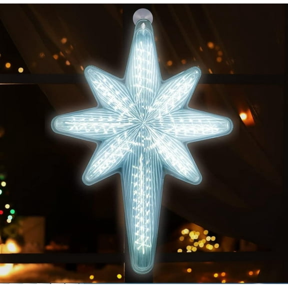 20" 44 LED Bethlehem Star with Movement,3D Bethlehem Star Digital Flash-Shooting Star - Hanging Outdoor Christmas,Use for Holiday Decoration, Porch Light, 3D Fixture, Advent Star (White)