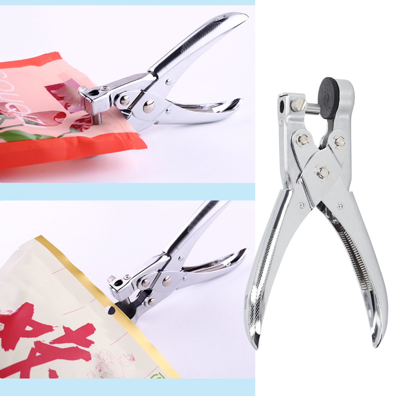Single Hole Punch, Chromed Metal Single Hole Puncher  For Bag