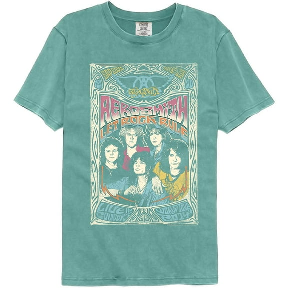 Aerosmith Let Rock Rule Seafoam Adult S/S Comfort Color Tshirt L
