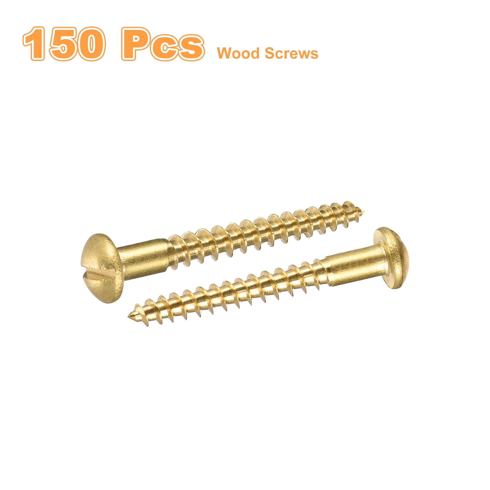 Wood Screws M3.5 x 30mm Slotted Round Head Copper Self-Tapping Screw 150 Pcs