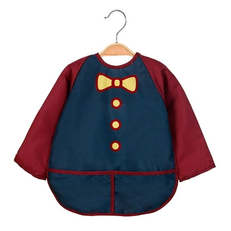 Abstract Kids Art Smock Apron - Tuxedo Long Sleeve Waterproof Bib for Painting, Feeding and More - 2 Pockets - Microfiber with Vinyl Lining - Large